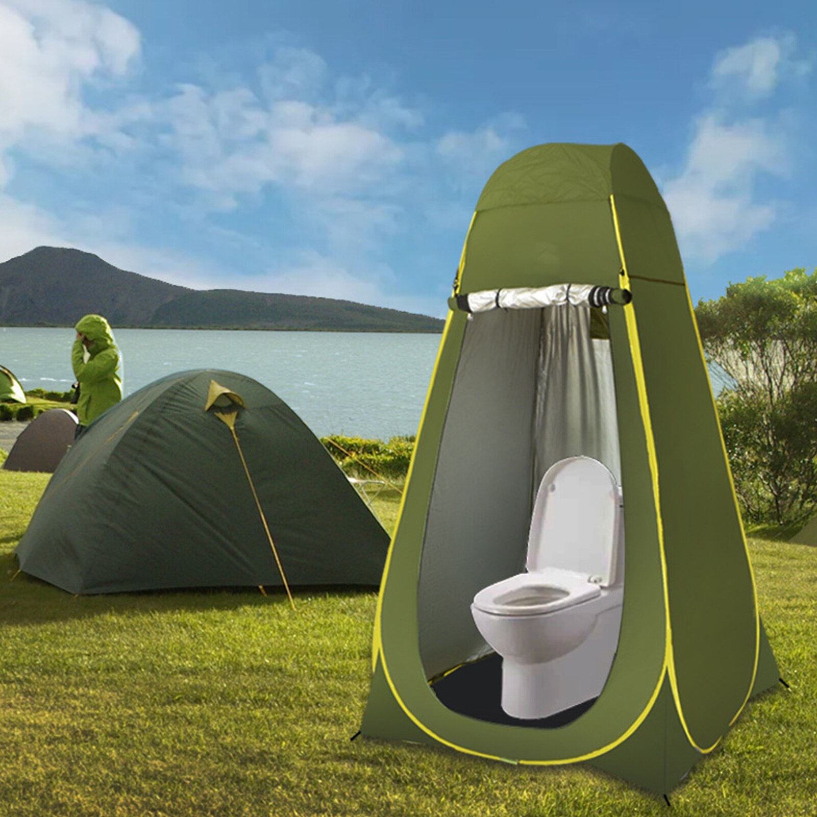 Cheap Goat Tents Outdoor Camping Tent Portable Toilet Tent Shower Bath Changing Fitting Room Rain Shelter Single Camping Tent Beach Privacy Tent   